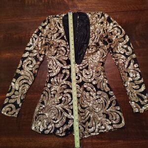 Elegant Black and Gold Women's Romper